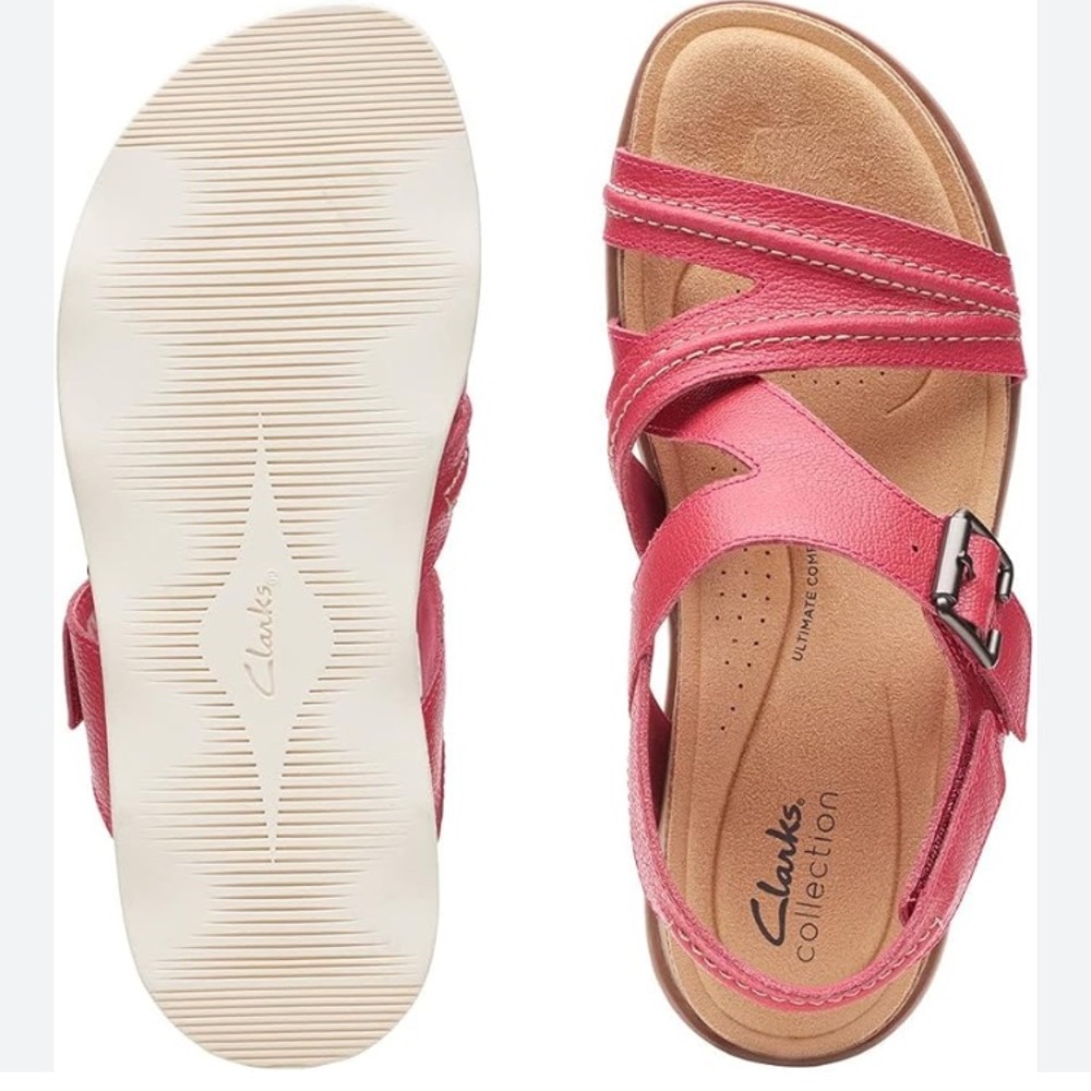 Clarks Pink Leather Comfort Sandals